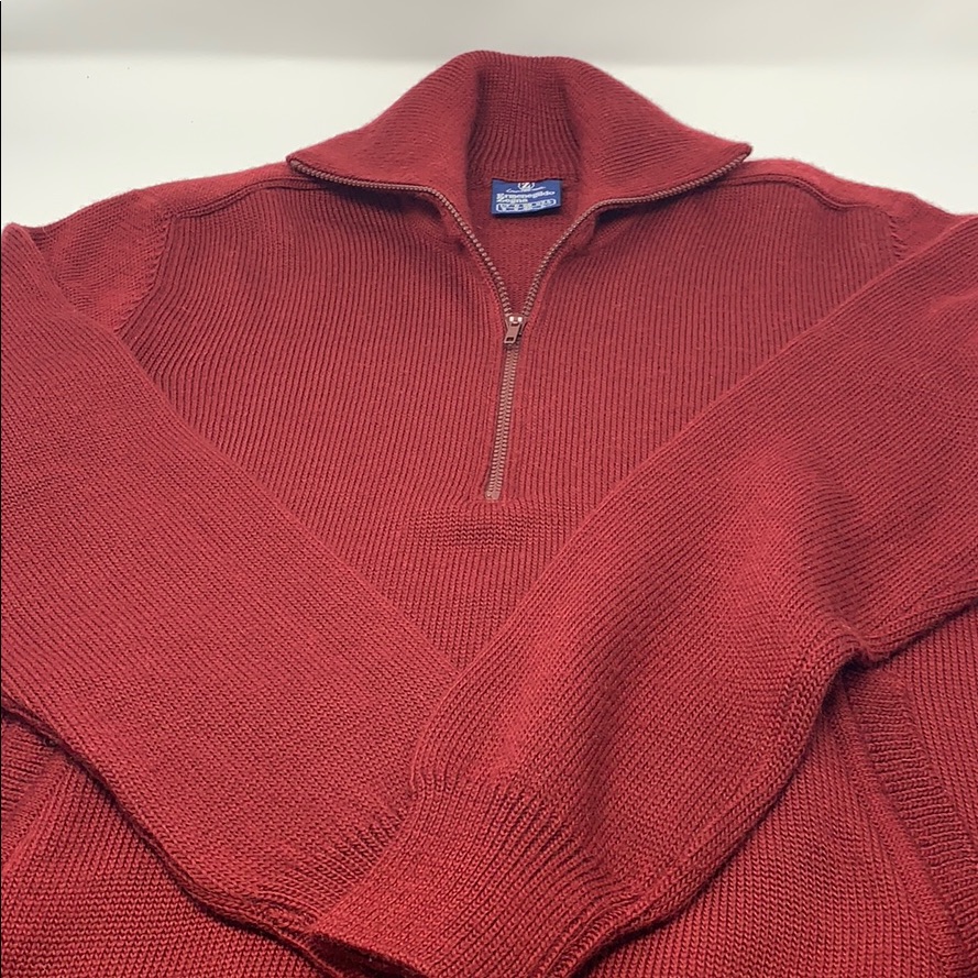 Beautiful 3/4 Zip Zegna Cardigan: Wool W/Pockets
